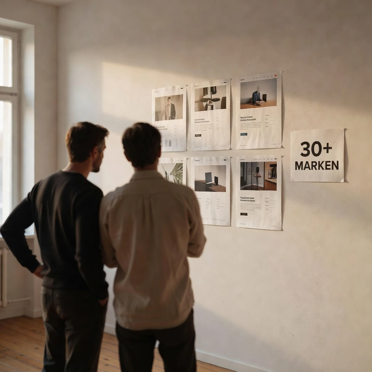 2025 – 30+ Marken: Studio-Moodboard und Arbeitstisch mit Designprints