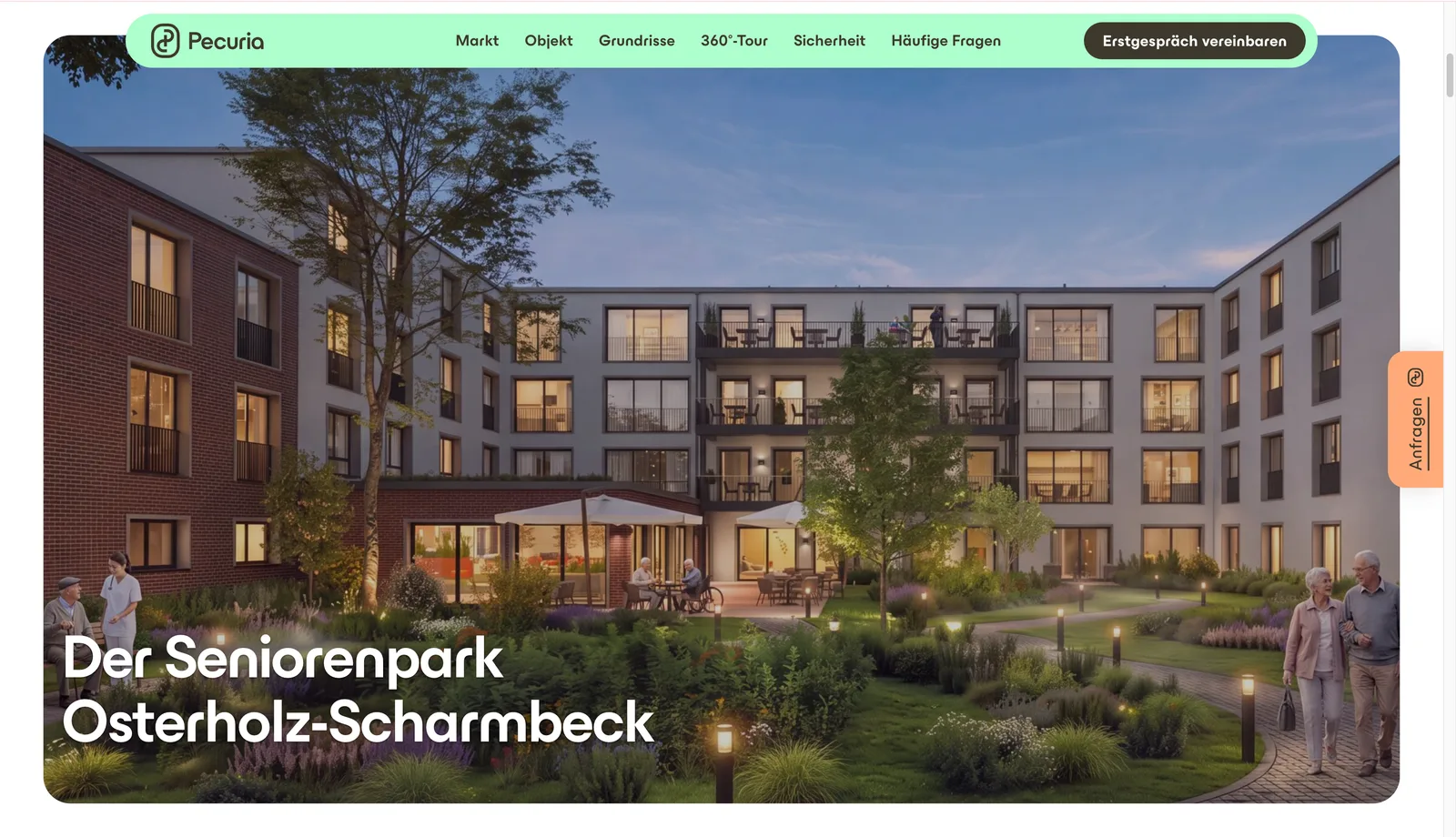 Pecuria: Landingpage Neubau-Pflegeimmobilie Osterholz-Scharmbeck